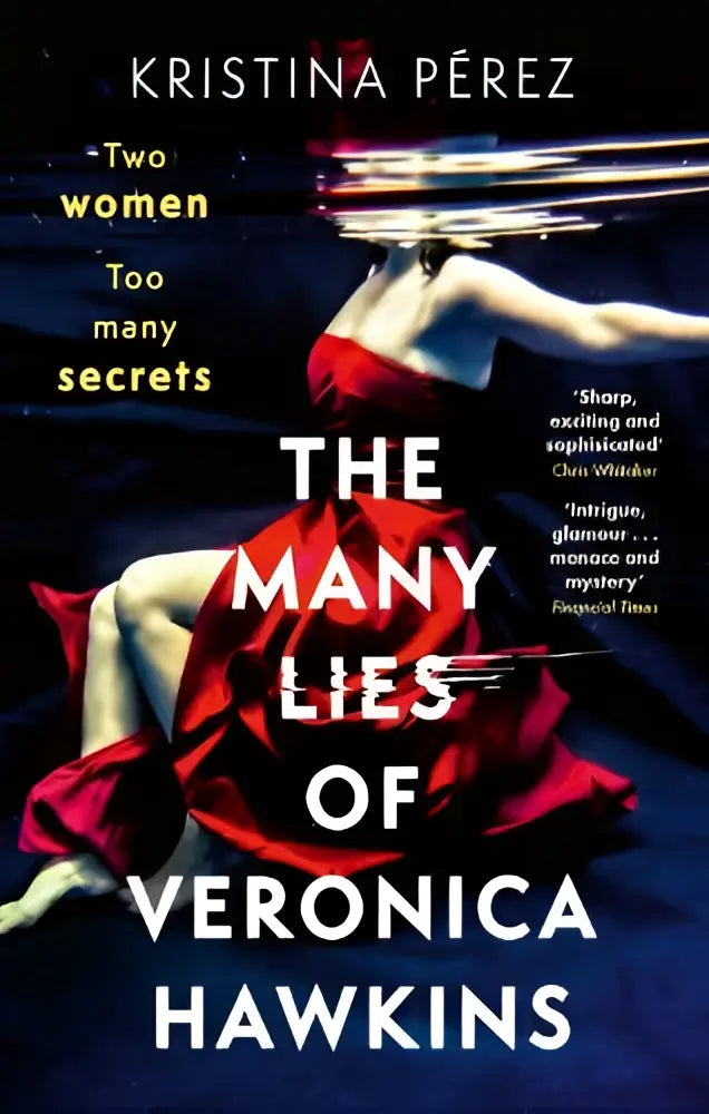 Vrouw in vloeiende rode jurk onder water bij veronica hawkins verslavende thriller met schokkende wending