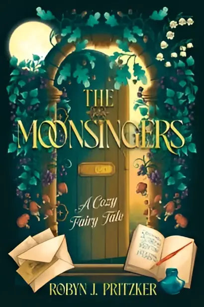 De omslag van the moonsingers een cozy fairy tale door robin j met magische en betoverende illustraties