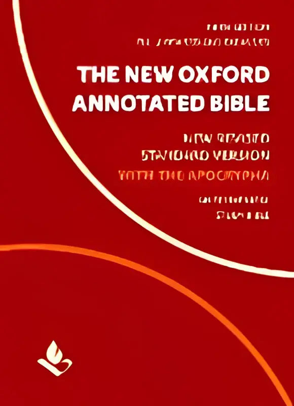 De new oxford annotated bible with apocrypha new revised standard version in een rode hardcover binding met de apocalyps
