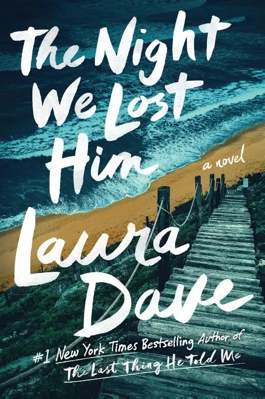 The night we lost him a novel by laura dave with white script lettering on a moody coastal scene