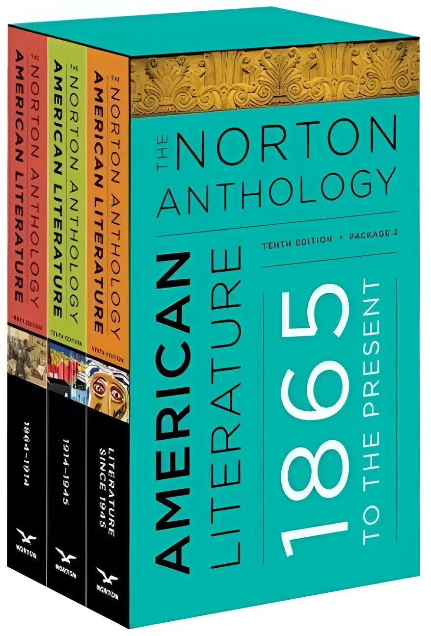 Teal hardcover box set of the norton anthology of american literature with gold trim and bold white text for today’s teaching challenges