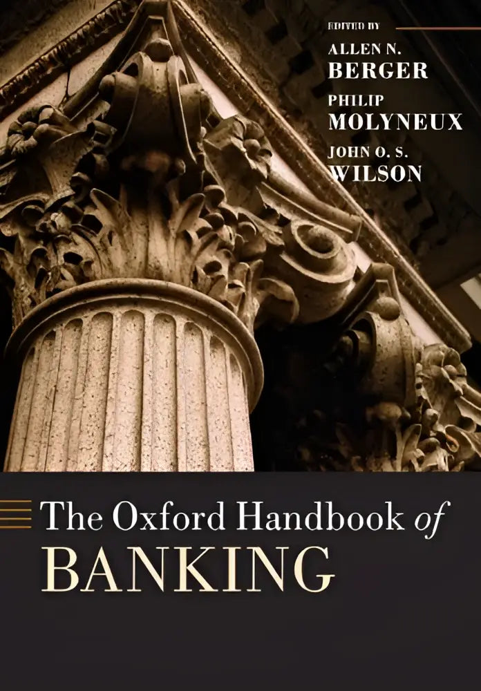 The oxford handbook of banking hardcover book with ornate stone column design and black text on the cover