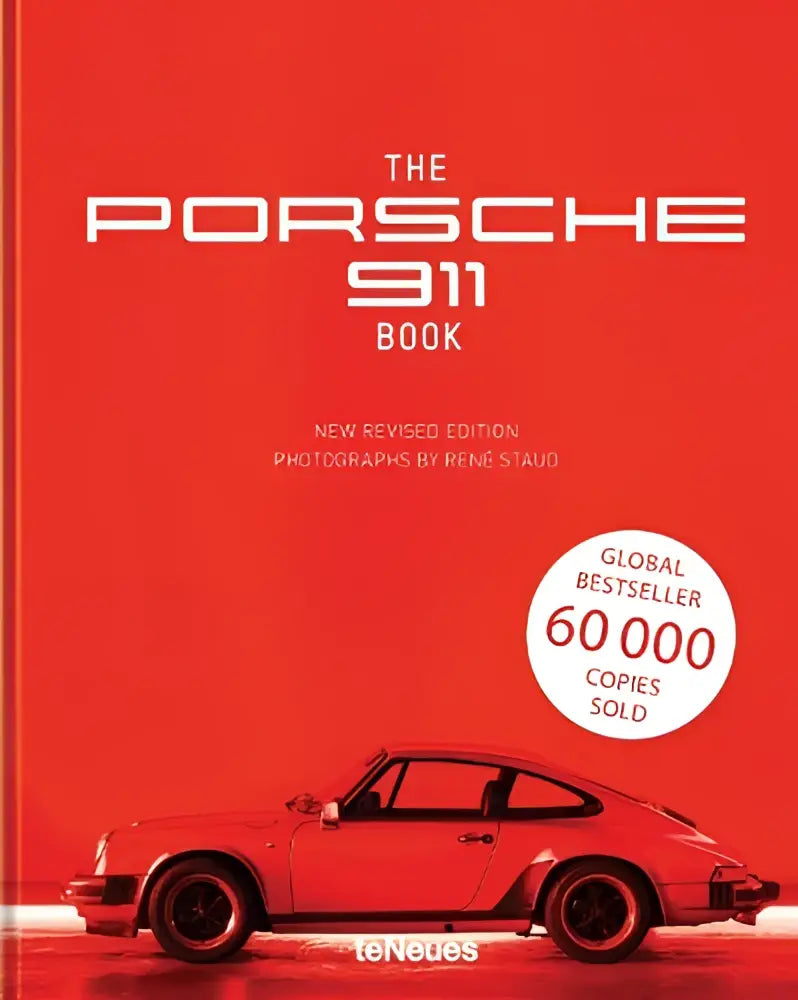 Rode porsche 911 boekcover met klassiek sportwagenillustratie in de nieuwe herziene editie van het porsche 911 boek