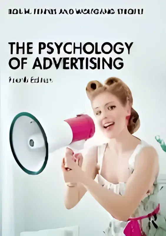 De boekcover toont een vintage illustratie van twee vrouwen in jaren 50 kleding met de titel The psychology of advertising