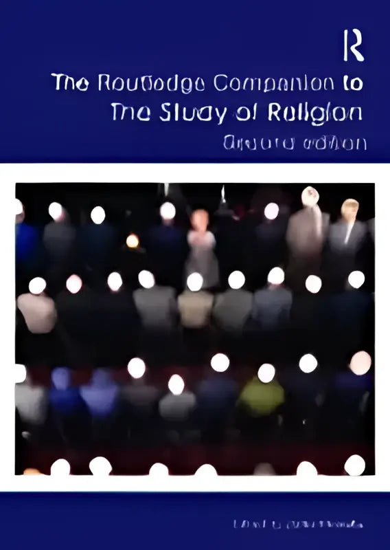 Het cover van the routledge companion to the study of religion secure edition toont een donkerblauwe achtergrond met witte tekst en wazige lichtpatronen