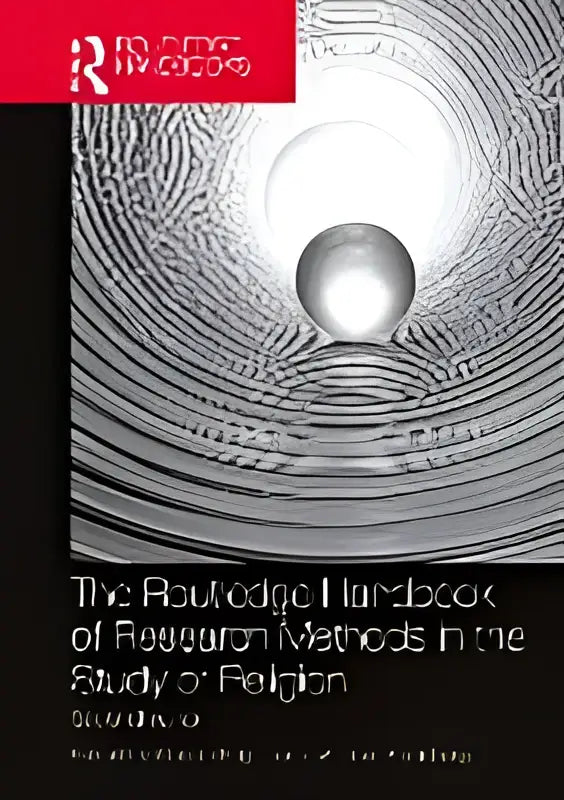 Het routledge handbook of research methods in the study of religion met een minimalistisch omslagontwerp en grijze concentrische cirkels rondom een witte bol