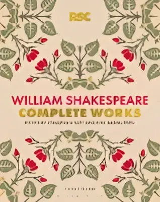 The rsc shakespeare the complete works boek met beige kaft en botanisch patroon door greg doran en jonathan bate