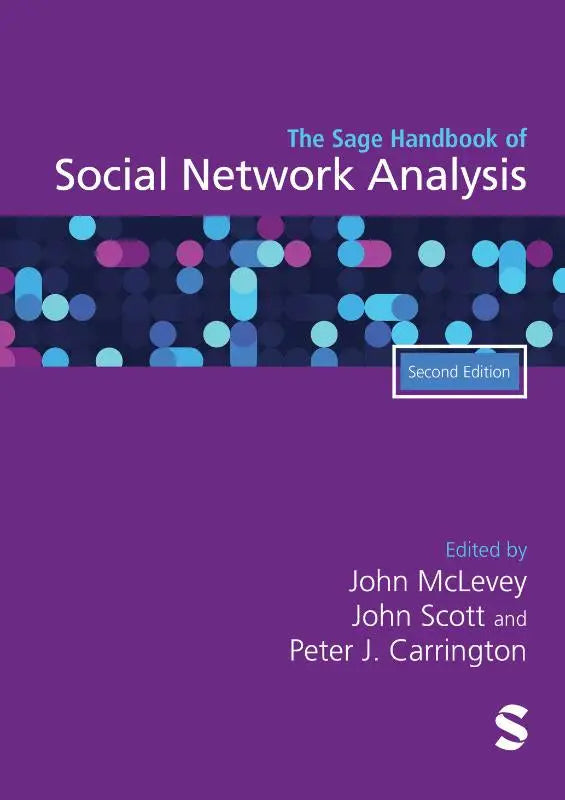 Paarse hardcover van the sage handbook of social network analysis tweede editie voor geavanceerde social network analysis studies