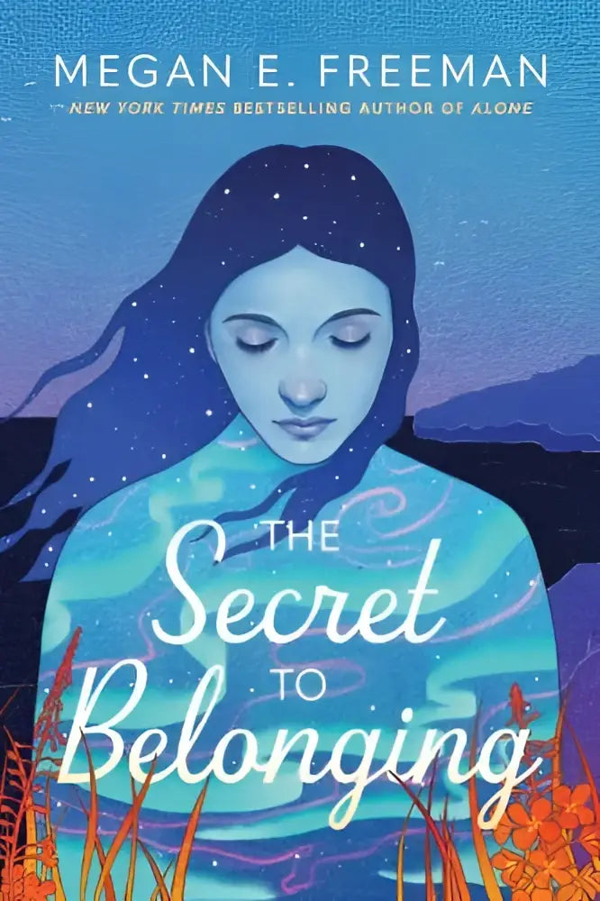 The secret to belonging boekomslag met vrouw en dromerige blauwe en paarse sterrenhemel willen lezen