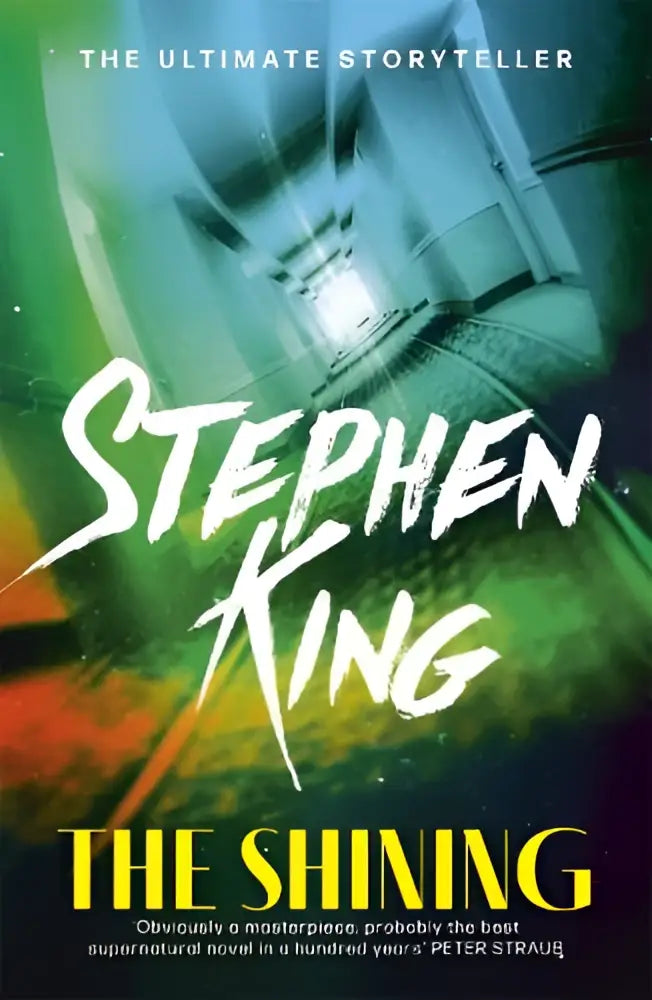 De shining hardcover boek met futuristisch tunnelontwerp in groene en oranje tinten een chilling classic van de bestseller