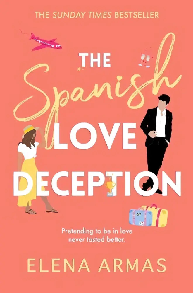 The spanish love deception boekcover met koraalkleurige achtergrond en illustraties tiktok made the goodreads choice winnaar