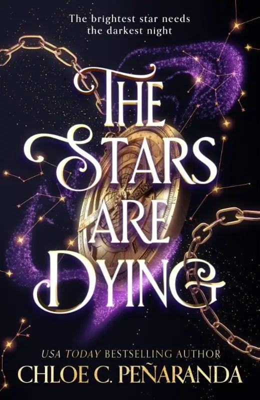 De boekcover voor the stars are dying door chloe c toont een epische dark romantasy met sterrengestuurde geliefden