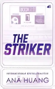 De cover van het boek the striker toont de titel in gedurfde paarse en zwarte letters gericht op het spel the striker