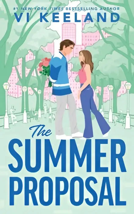 The summer proposal van vi keeland met een illustratie van een koppel in zomerse kleding en een fake blind date thema