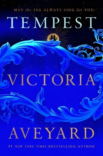 Book cover of the tempest a novel with deep blue background and intricate silver-blue swirling designs