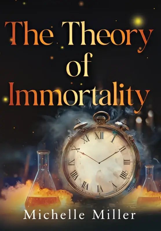 The theory of immortality features a vintage silver pocket watch with roman numerals against a dark glowing lab background
