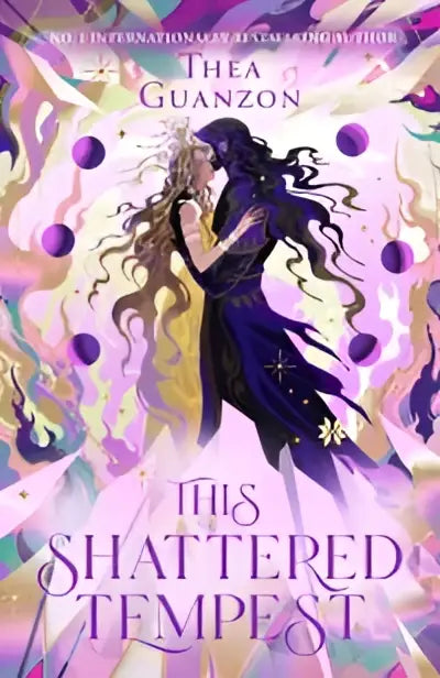 The this shattered tempest is a fantasy novel with an ornate cover showing two figures in dark attire on purple and gold background