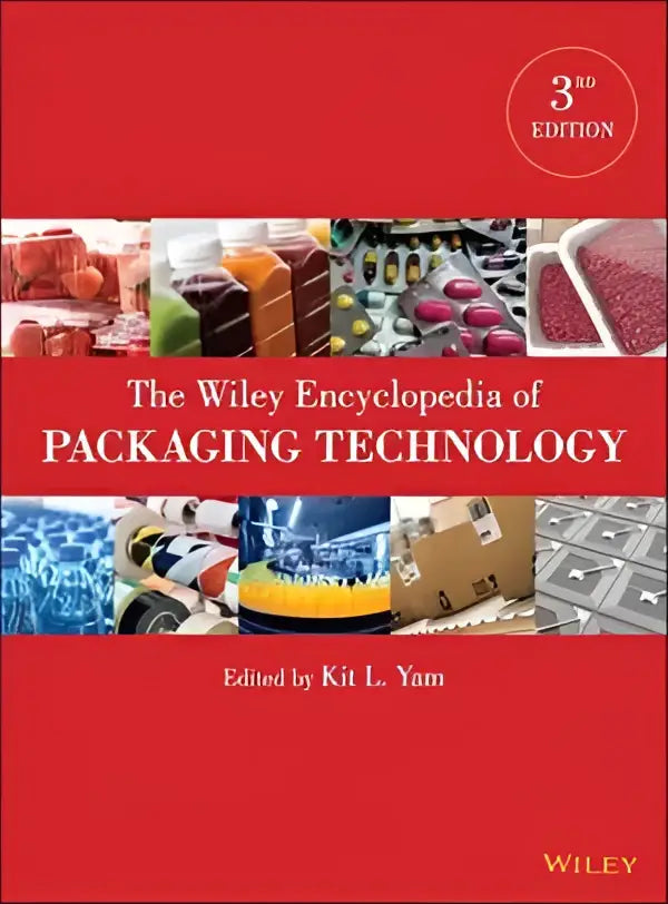 The wiley encyclopedia of packaging technology is a red hardcover book detailing packaging technologies and innovations