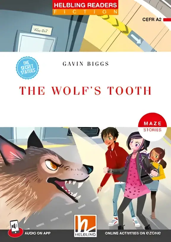 Boekomslag De wolfstand van Gavin Biggs met cartoonfiguren en wolf