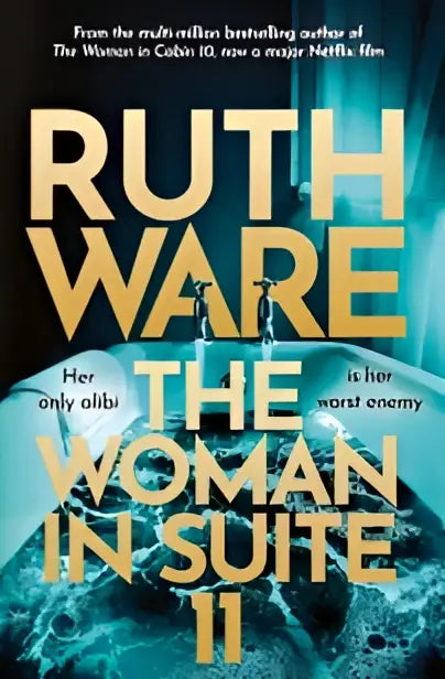 De vrouw in suite 11 thriller roman met gedurfde gouden letters op donkergroene en zwarte omslag met keira knightley