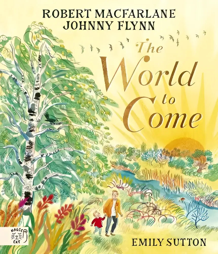 The world to come is een kinderboek met een geïllustreerde cover in groene, gele en bruine tinten voor jonge lezers