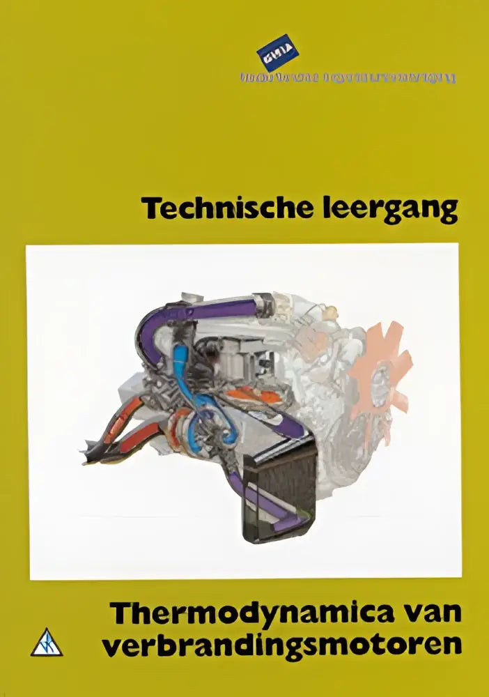Technische illustratie van thermodynamica van verbrandingsmotoren met gekleurde leidingen voor nautische vakken algemeen