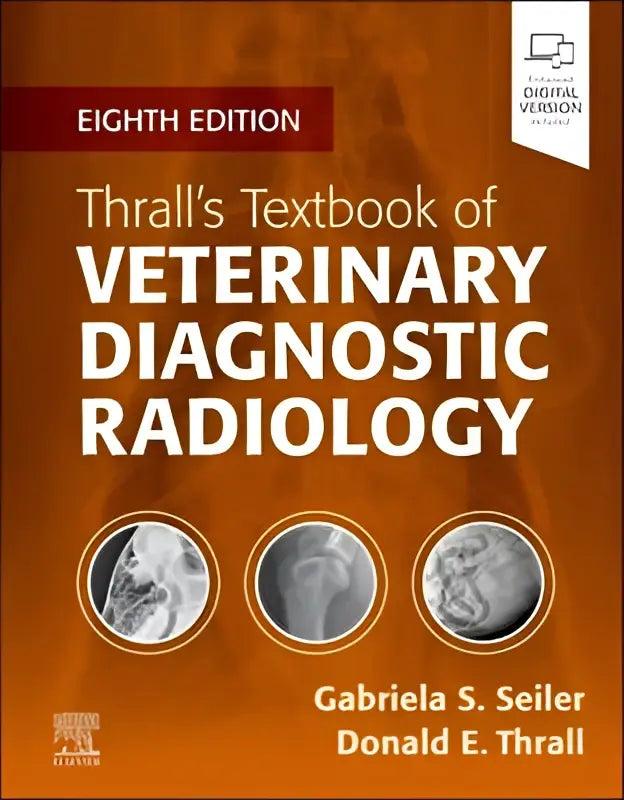 Oranje hardcover leerboek thralls textbook of veterinary diagnostic radiology 8e editie met radiografische techniek en diagnostische radiologie