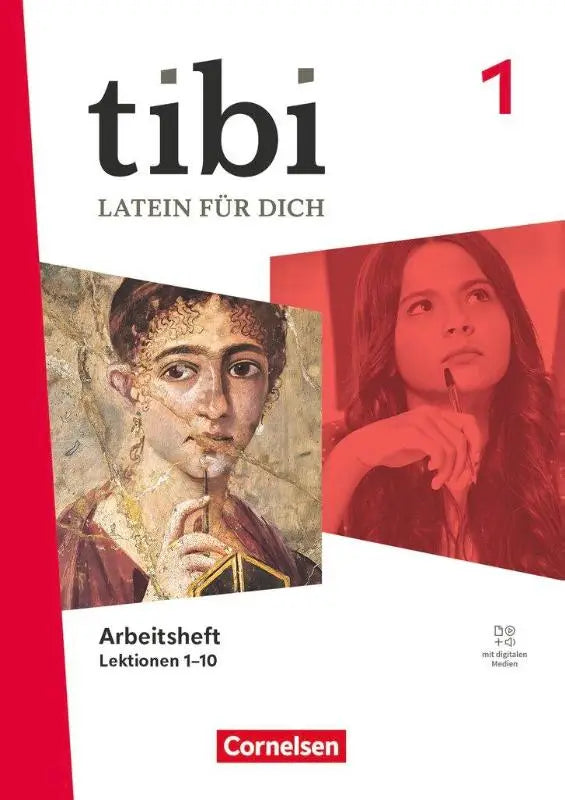 De cover van het tibi band 1 arbeitsheft zum latijn met algemene ausgabe toont een romaans portret en moderne vrouw