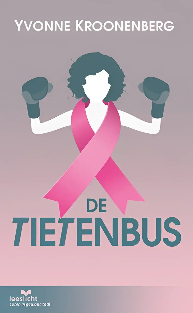 Pink ribbon grafiek gedragen als sjaal door gestileerd figuur met bokshandschoenen in de tietenbus product