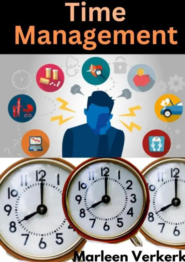 Drie analoge klokken met gouden randen en witte wijzerplaten die 12:00 tonen voor time-management doeleinden