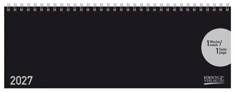 Tischquerkalender Classic Colourlux schwarz 2027 - 1 Woche 1 Seite; Bürokalender mit nützlichen Zusatzinformationen; Format: 29,8 x 10,5 cm