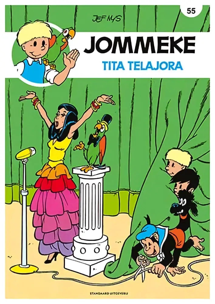 Deze levendige multilaagse roze en gele jurk van tita telalora toont een dansende vrouw op het podium