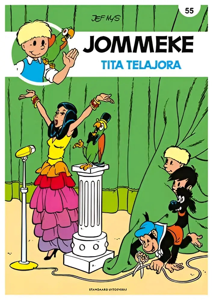 A cartoon singer wears a vibrant multi-layered pink and yellow dress in the tita telalora collection