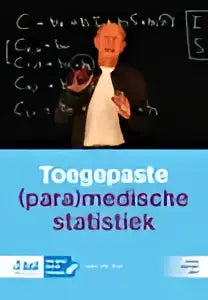 Zwartwit poster met wiskundige vergelijkingen en toegangstest tekst voor toegepaste para medische statistiek product