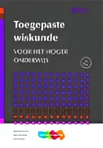 Donkere paarse achtergrond met witte tekst en iconen voor toegepaste wiskunde in het hoger onderwijs