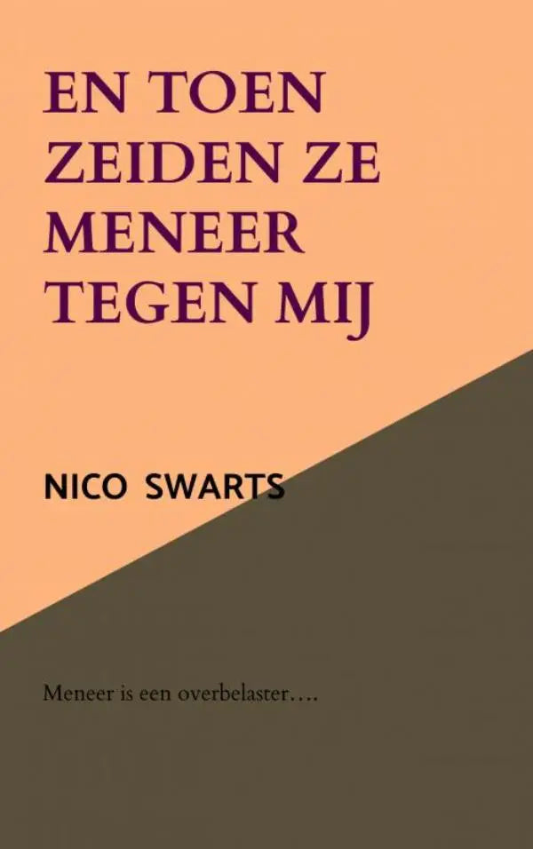 De boekomslag toont de titel en toen zeiden ze meneer tegen mij door nico swarts in paars op een perzik en grijze achtergrond