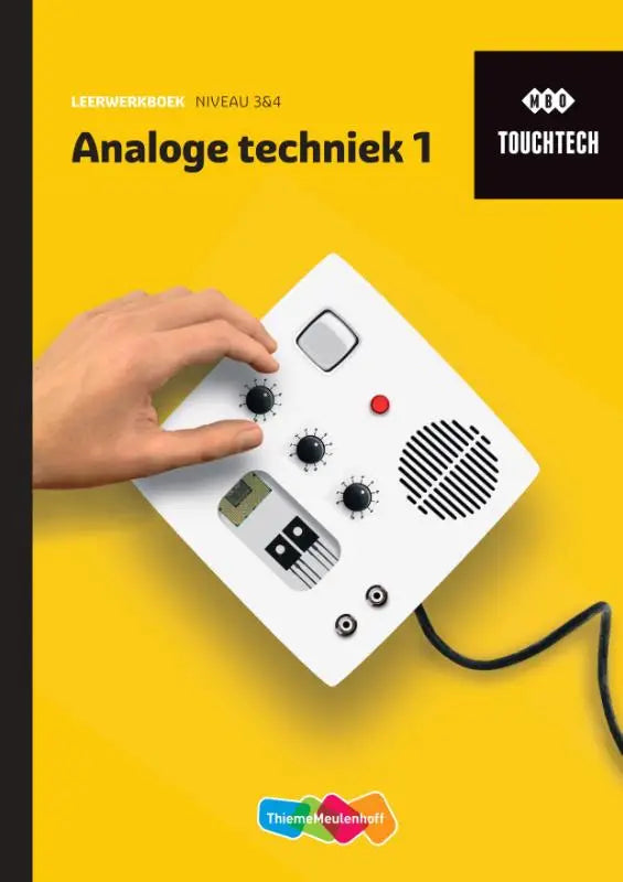 Witte vierkante elektronische leermodule touchtech met zwarte knoppen, rode knop en luidsprekerrooster