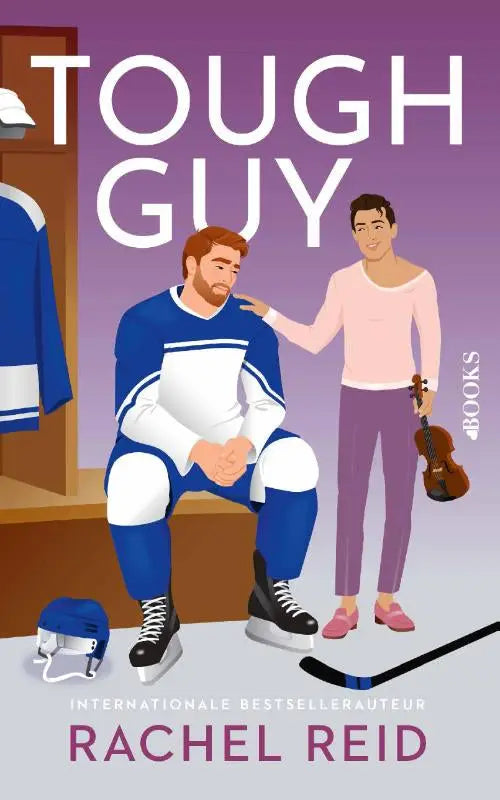 Blauw-wit hockeyshirt met zwarte veters gedragen door zittende speler op cover van tough guy game changers boek