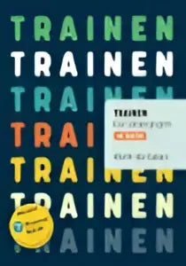 Witte rechthoekige pearson benelux kaart met de woorden trainer training for trainers in minimalistisch design