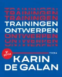 Modern typografisch ontwerp met de tekst trainingen ontwerpen in roze en paars op een blauwe achtergrond voor uitgeverij thema