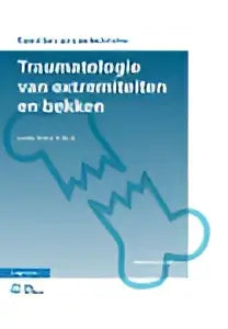 Blauw boek cover met witte tekst en bladeren van hendries boele over traumatologie van extremiteiten en bekken bsl media algemene chirurgie