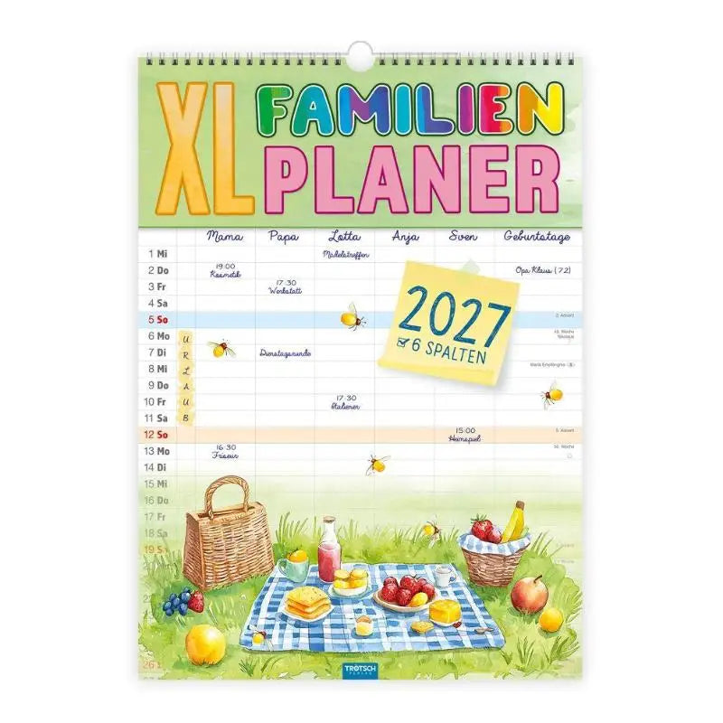 TRÖTSCH - Großbildkalender XL Familienplaner 2027 mit 6 Spalten - Wandkalender