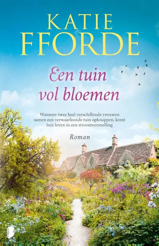 Boekcover met een cottage en kleurrijke tuin over verschillende vrouwen die een verwaarloosde tuin opknappen