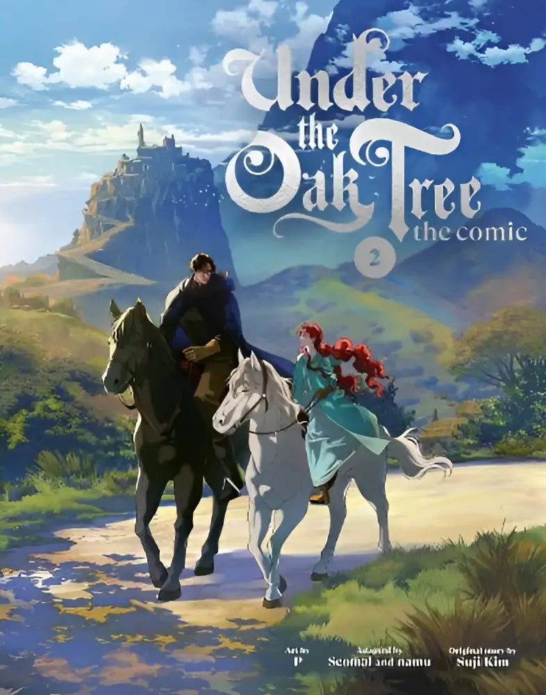 De cover van under the oak tree 2 the comic toont een geïllustreerde scène met twee ruiters in donkere en teal kleding