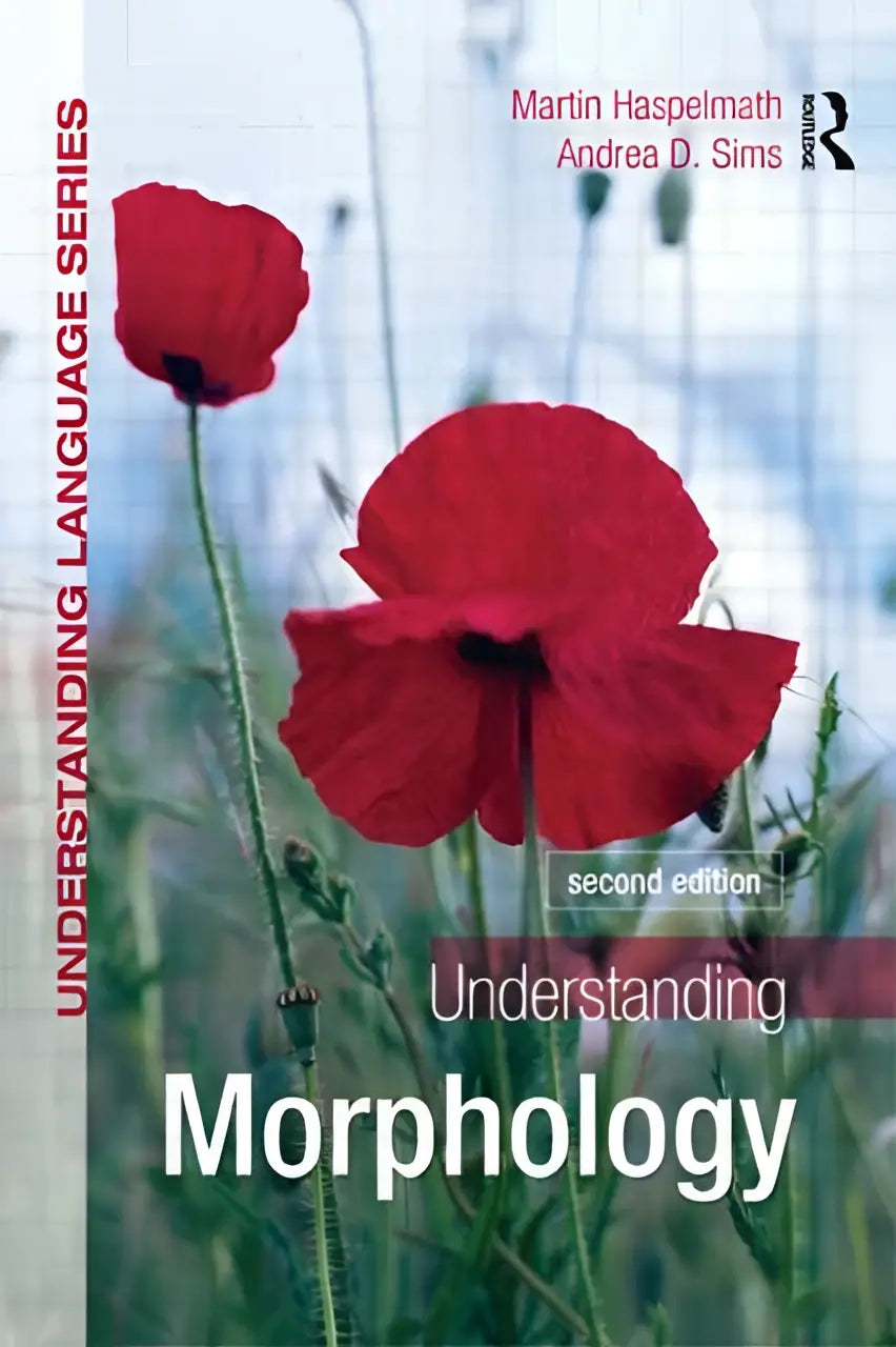 The book cover of understanding morphology features a vibrant red poppy against a soft blurred green and blue background
