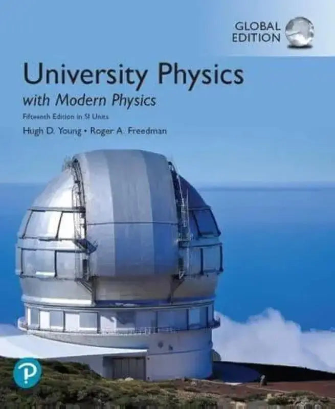 De cover van het universiteit physics with modern physics leerboek met een zilveren observatoriumkoepel tegen een blauwe lucht