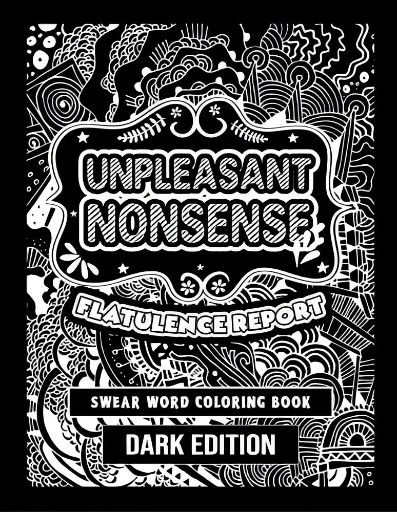 Zwarte en witte scheldwoorden kleurboek unpleasant nonsense flatulence report met ingewikkelde doodle patronen