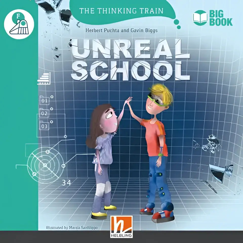 Unreal School Big Book met denkende trein en futuristische school