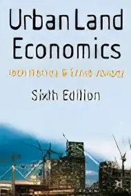 De boekomslag van urban land economics zesde editie toont de titel in dikke zwarte letters voor land economics studie