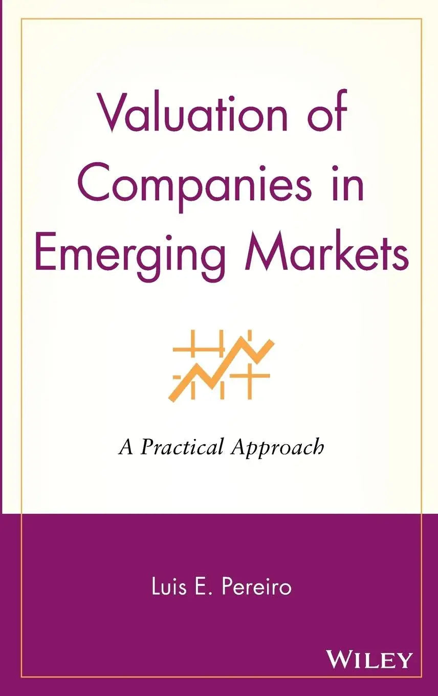 Paars en roomkleurig hardcoverboek valuation of companies in emerging markets van luis e uit de wiley finance reeks over opkomende economieën